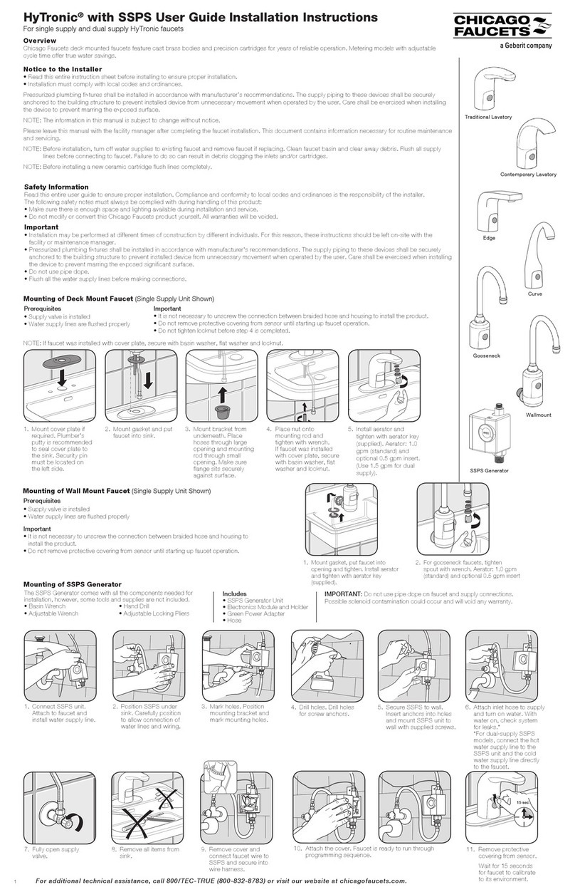Geberit Chicago Faucets HYTRONIC Series installation instructions Geberit Chicago Faucets HYTRONIC Series installation instructions
