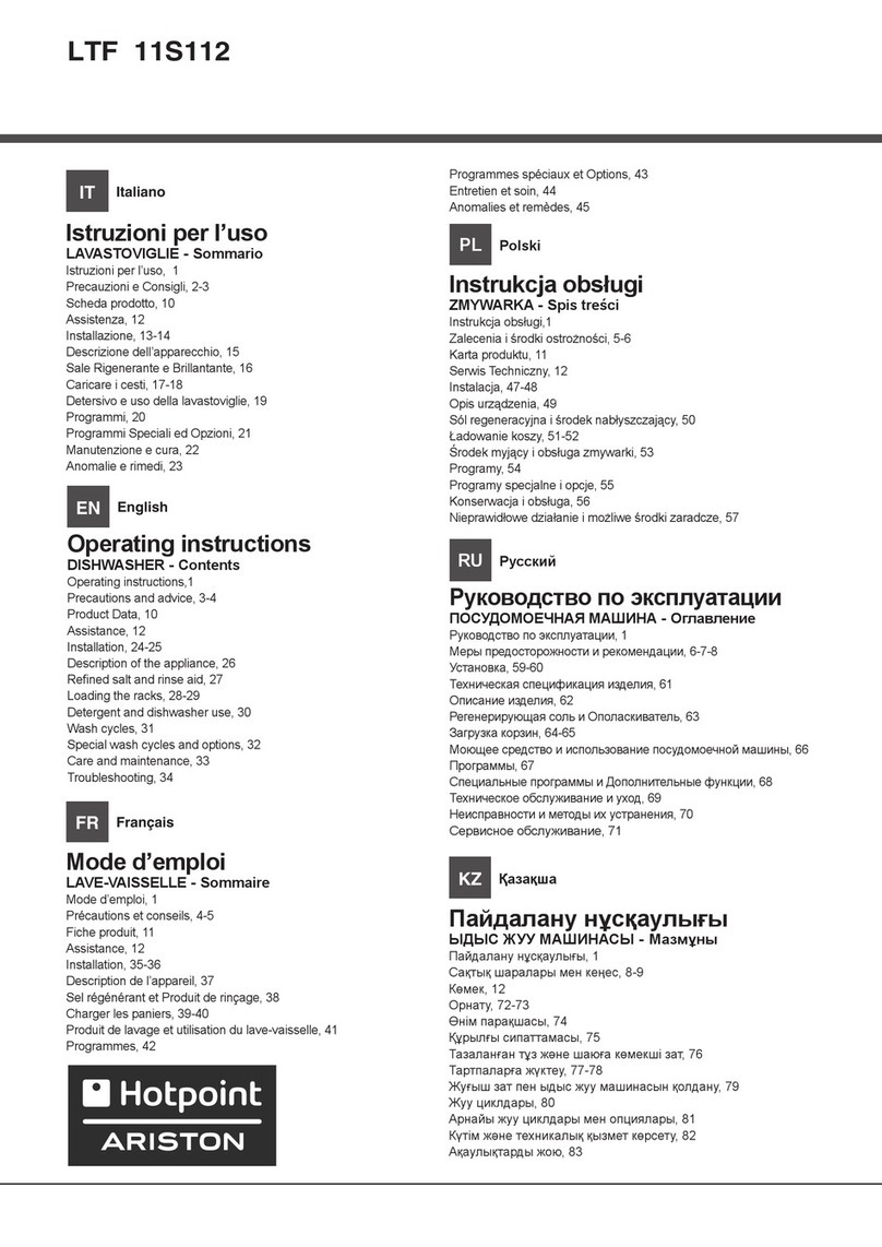 Hotpoint Ariston LTF 11S112 operating instructions