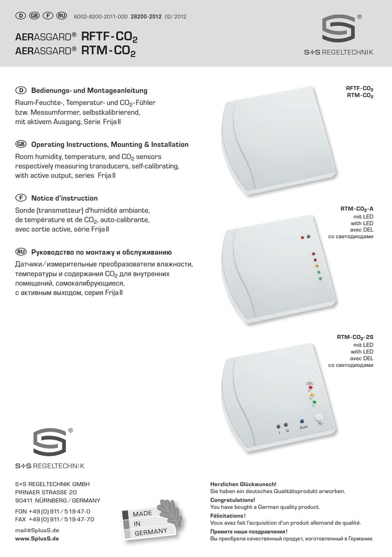 S+S Regeltechnik AERASGARD RFTF -CO2 Operating Instructions, Mounting & Installation