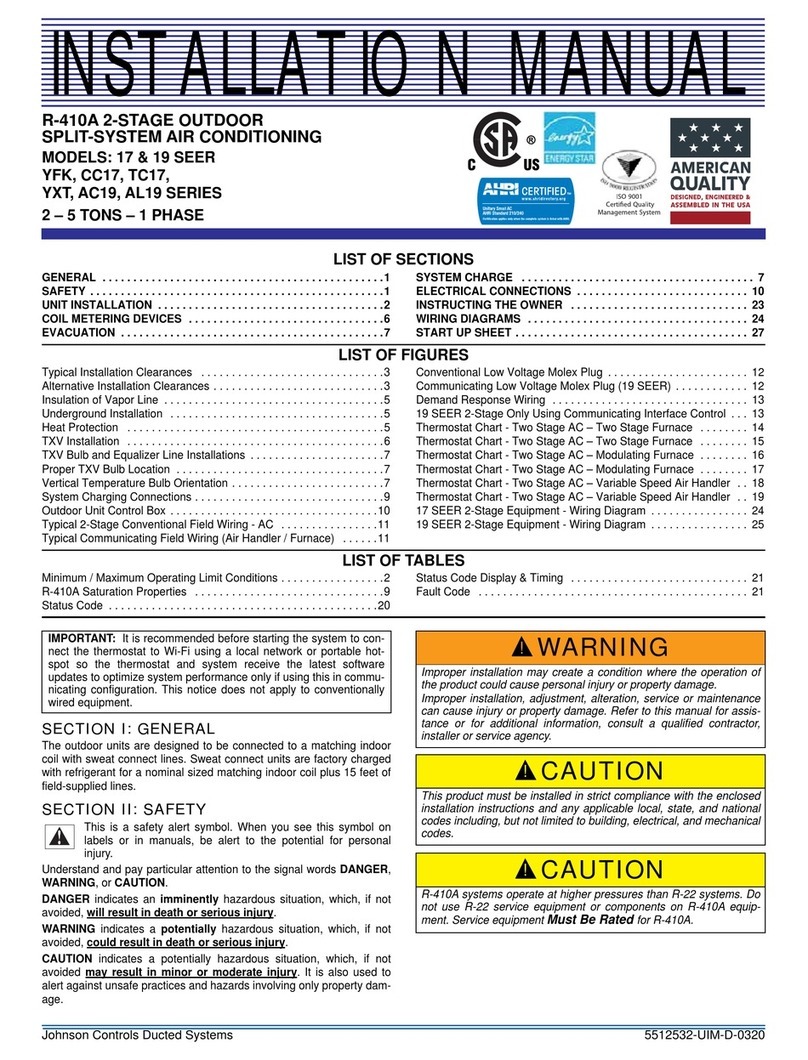 Johnson Controls YFK Series User manual