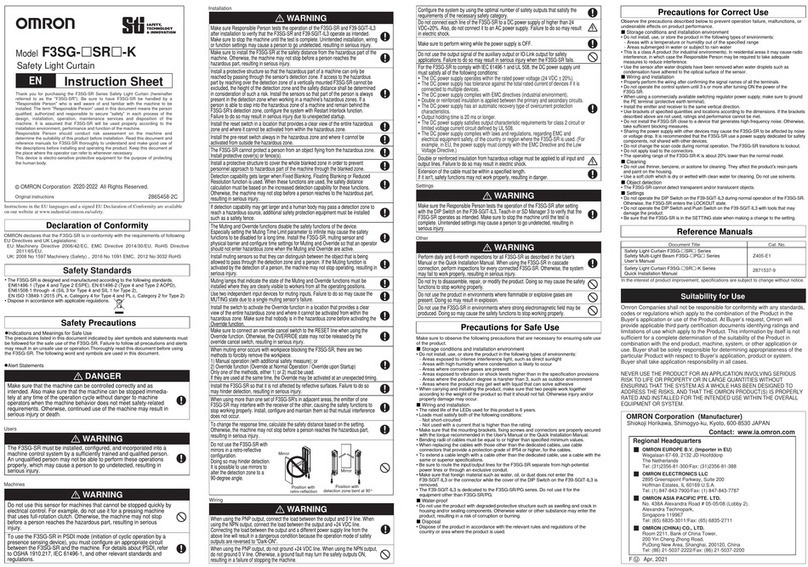 Omron F3SG-SR Series User manual