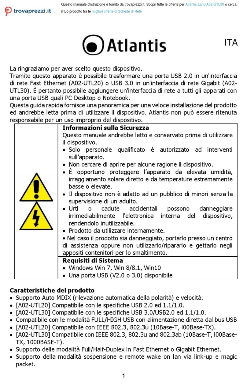 Atlantis A02-UTL20 User manual Atlantis A02-UTL20 User manual