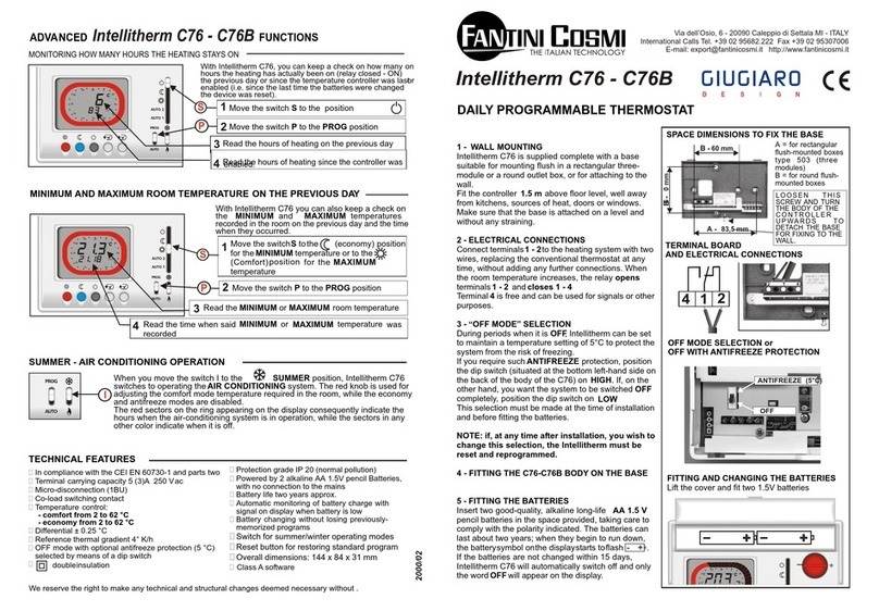 Fantini Cosmi Intellitherm C76 manual