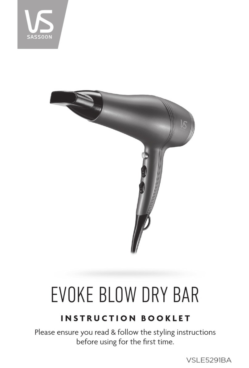 VS Sassoon EVOKE BLOW DRY BAR Instruction booklet