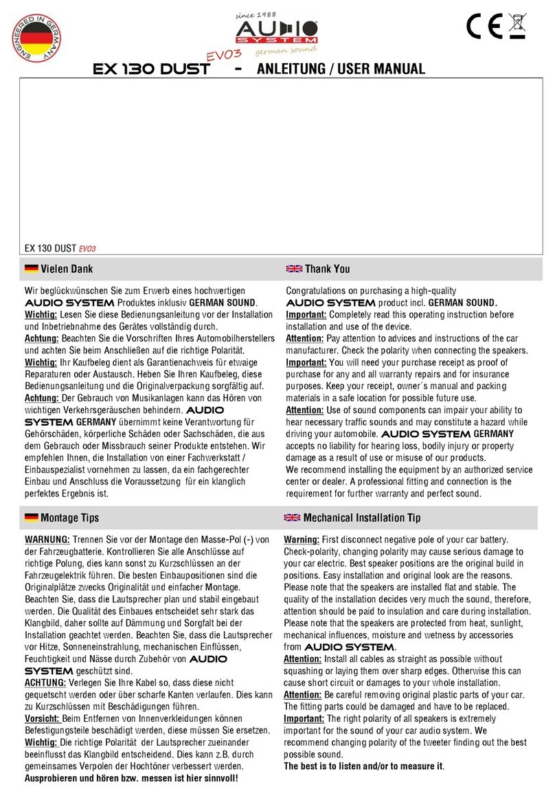Audiosystem EX 130 DUST EVO3 user manual