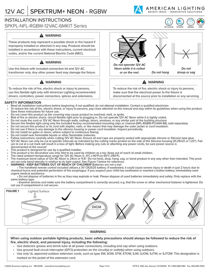 American Lighting SPKPL-NFL-RGBW-12VAC-6MKIT Series installation instructions