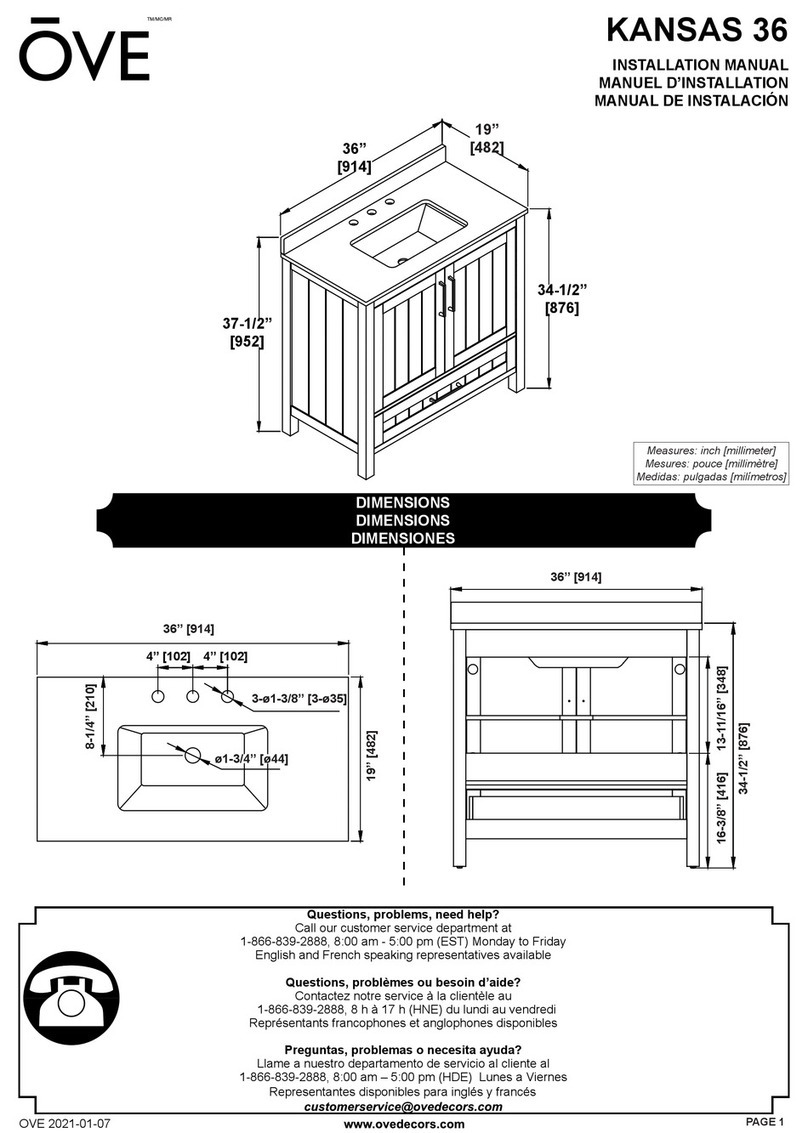 OVE KANSAS 36 15VVA-CLIF36-139TS installation manual