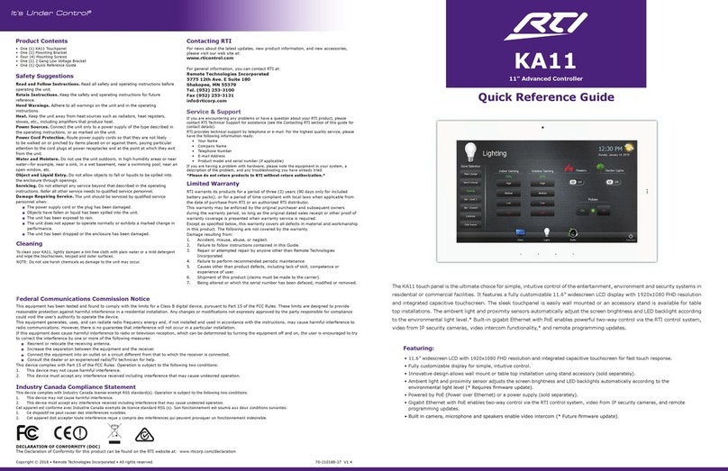RTI KA11 Quick reference guide