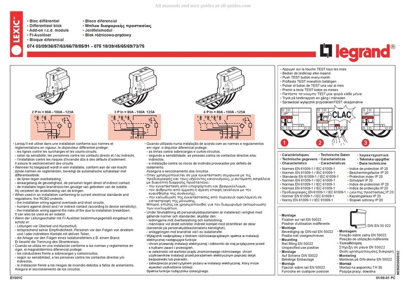 LEGRAND LEXIC 073 03 User manual