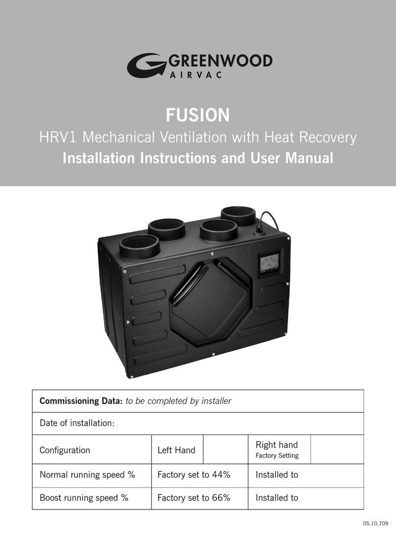 Greenwood Air Management FUSION HRV1 Installation instructions and user manual Greenwood Air Management FUSION HRV1 Installation instructions and user manual