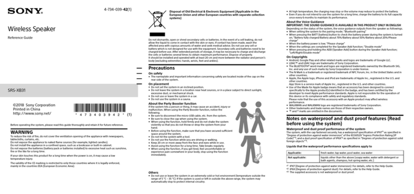 Sony SRS-XB31 reference guide
