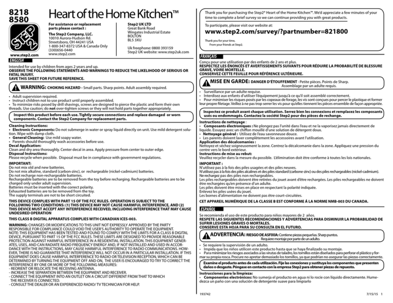 Step 2 Heart of the Home Kitchen 8218 User manual