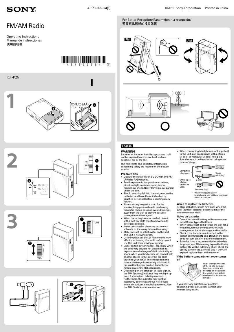 Sony ICF-P26 operating instructions