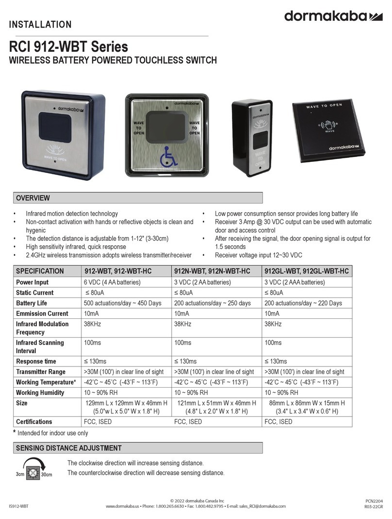 Dormakaba RCI 912-WBT Series Installation