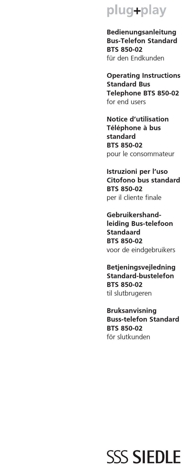 SSS Siedle BTS 850-02 User manual