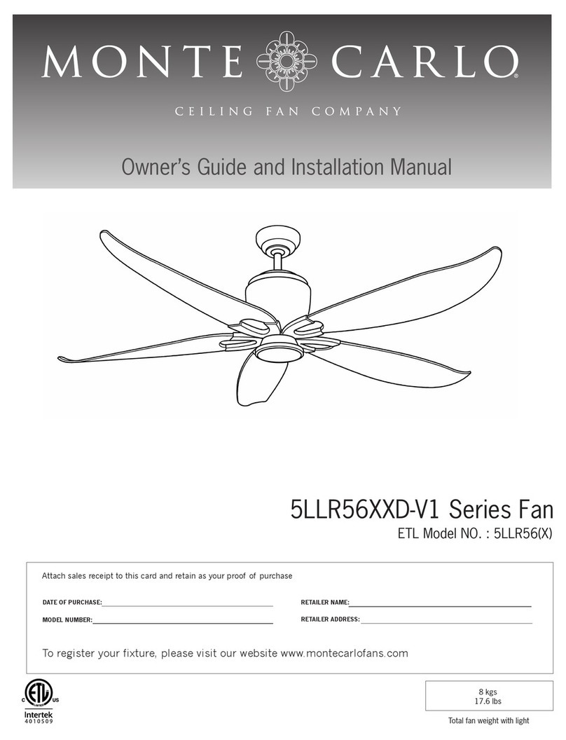 Monte Carlo Fan Company 5LLR56 D-V1 Series Owner's guide and installation manual