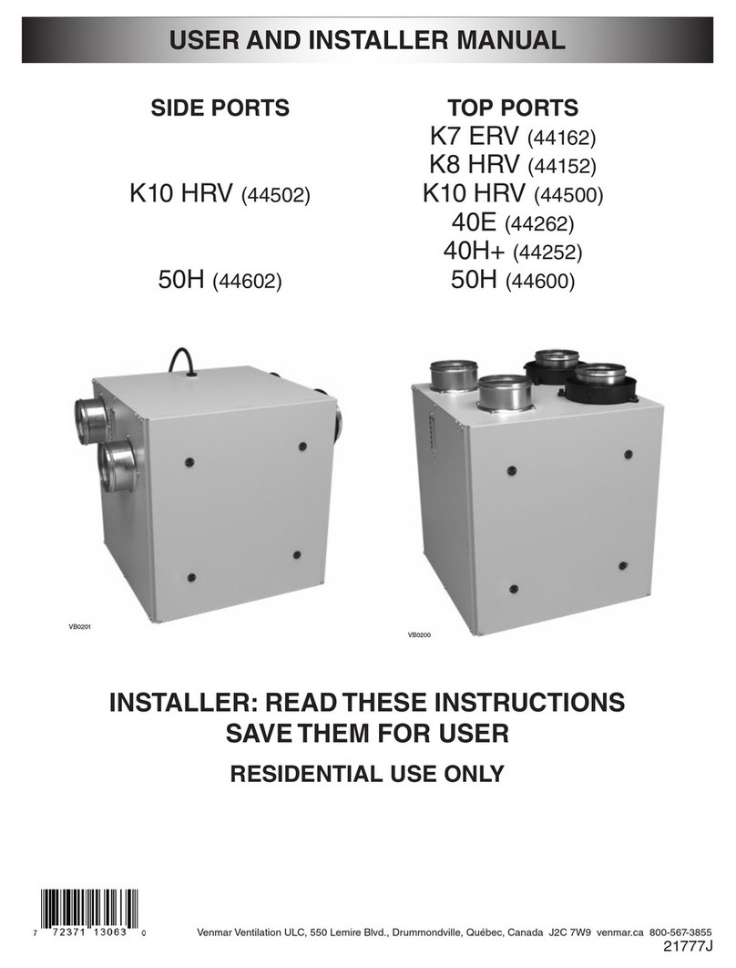 Venmar K10 HRV User's and installer's manual