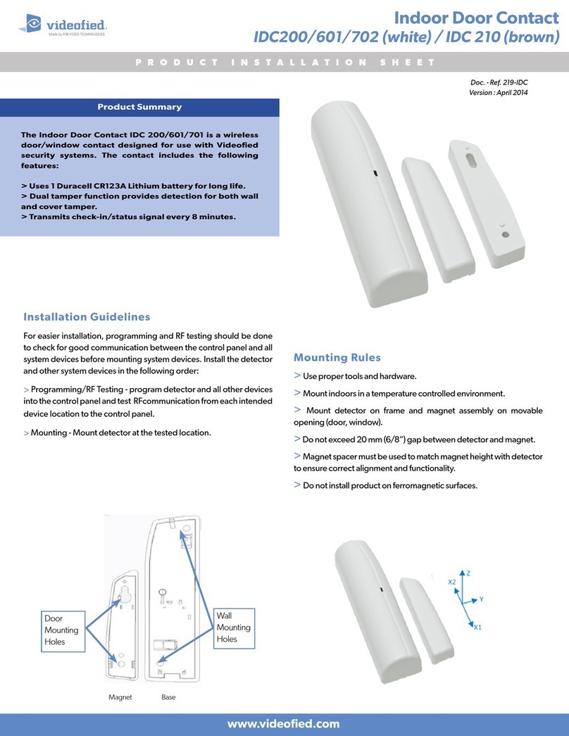 Videofied IDC 210 Product installation sheet