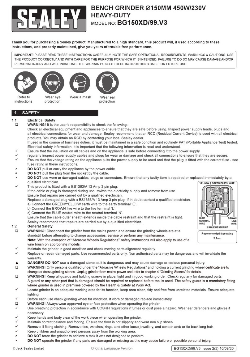 Sealey BG150XD/99.V3 User manual