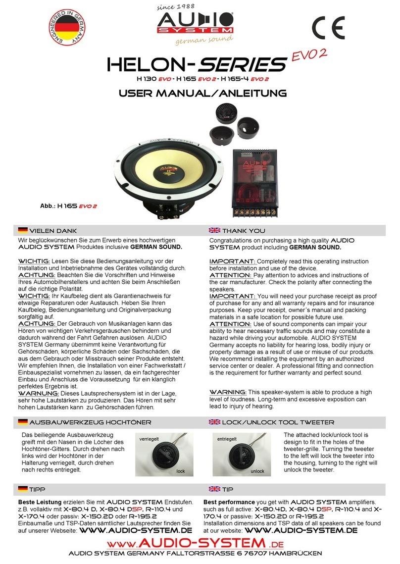 Audiosystem Helon evo2 Series User manual