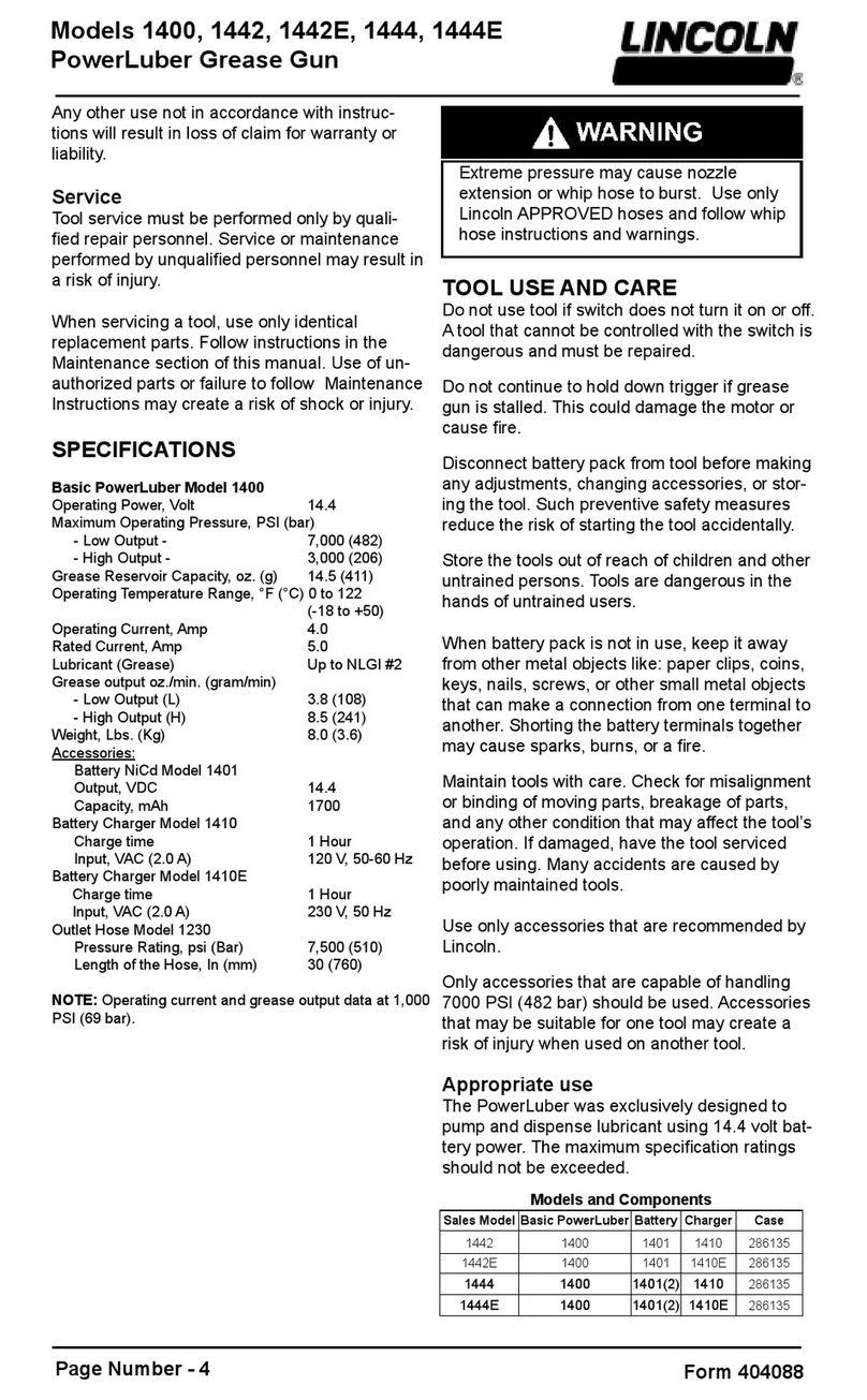 Lincoln PowerLuber 1400 quick start guide