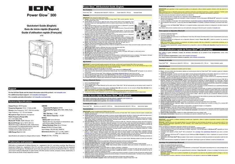 ION POWER GLOW 300 quick start guide