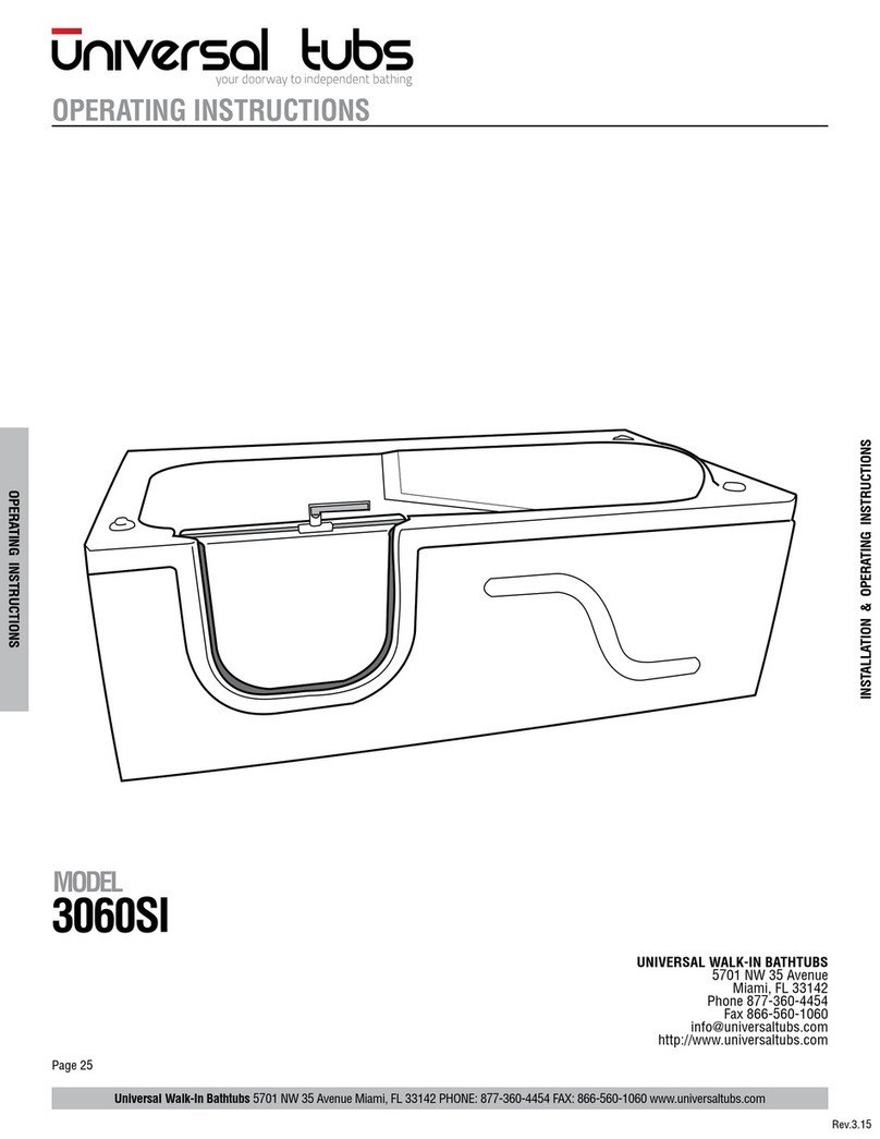 Universal Tubs 3060SI operating instructions