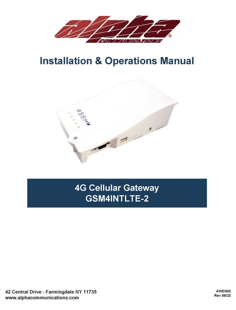 Alpha Communications GSM4INTLTE-2 Installation & operation manual Alpha Communications GSM4INTLTE-2 Installation & operation manual