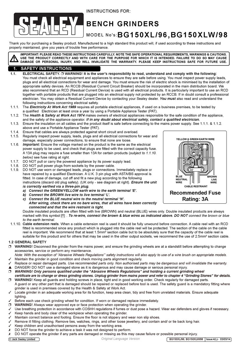Sealey BG150XL/96 User manual