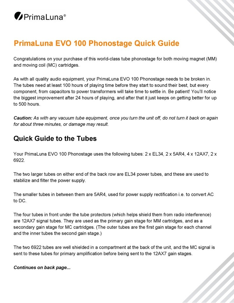 PrimaLuna EVO 100 quick start guide
