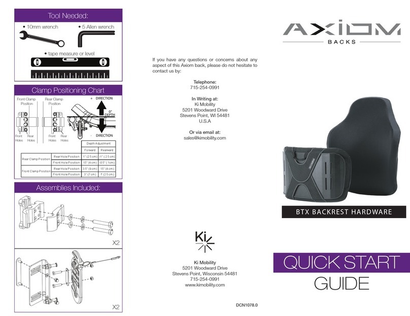Ki Mobility AXiOM BACKS BTX BACKREST HARDWARE User manual