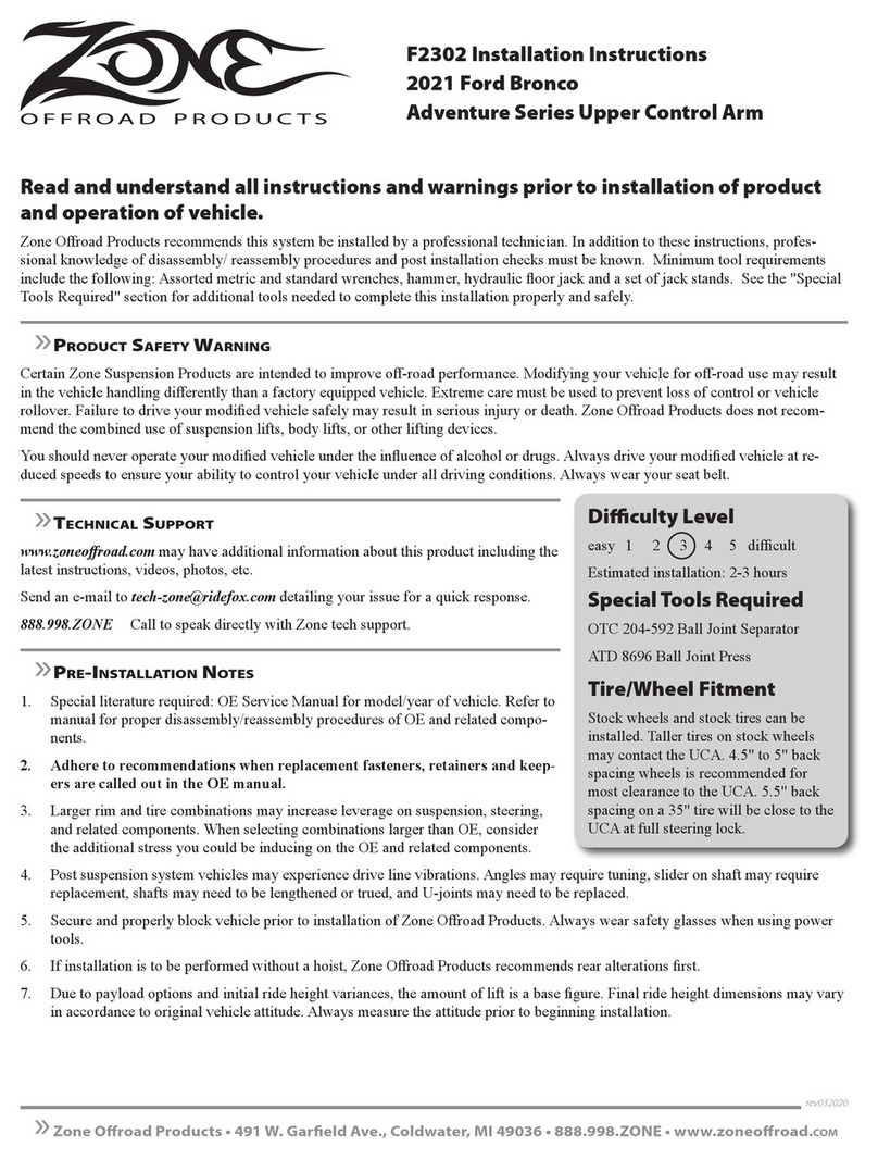 Zone Offroad Products F2302 installation instructions