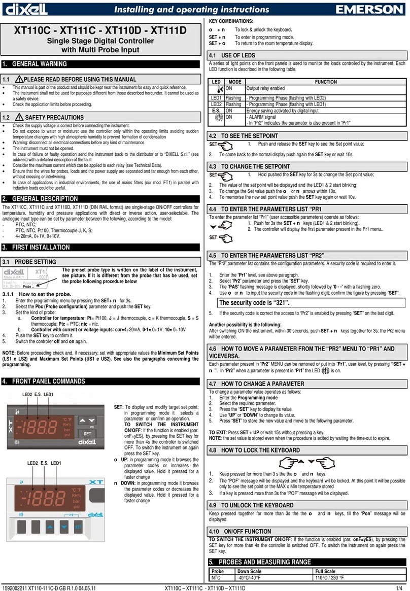 Emerson dixell XT111D Wiring diagram