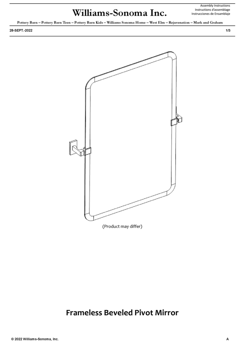 Williams-Sonoma Frameless Beveled Pivot Mirror Assembly instructions