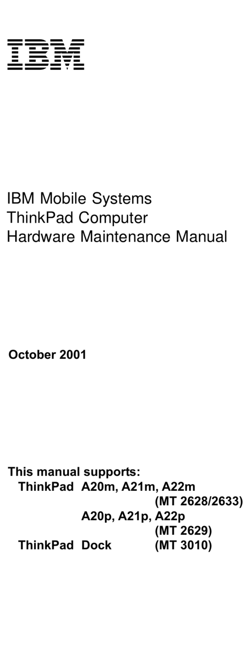 IBM ThinkPad A21m Owner's manual