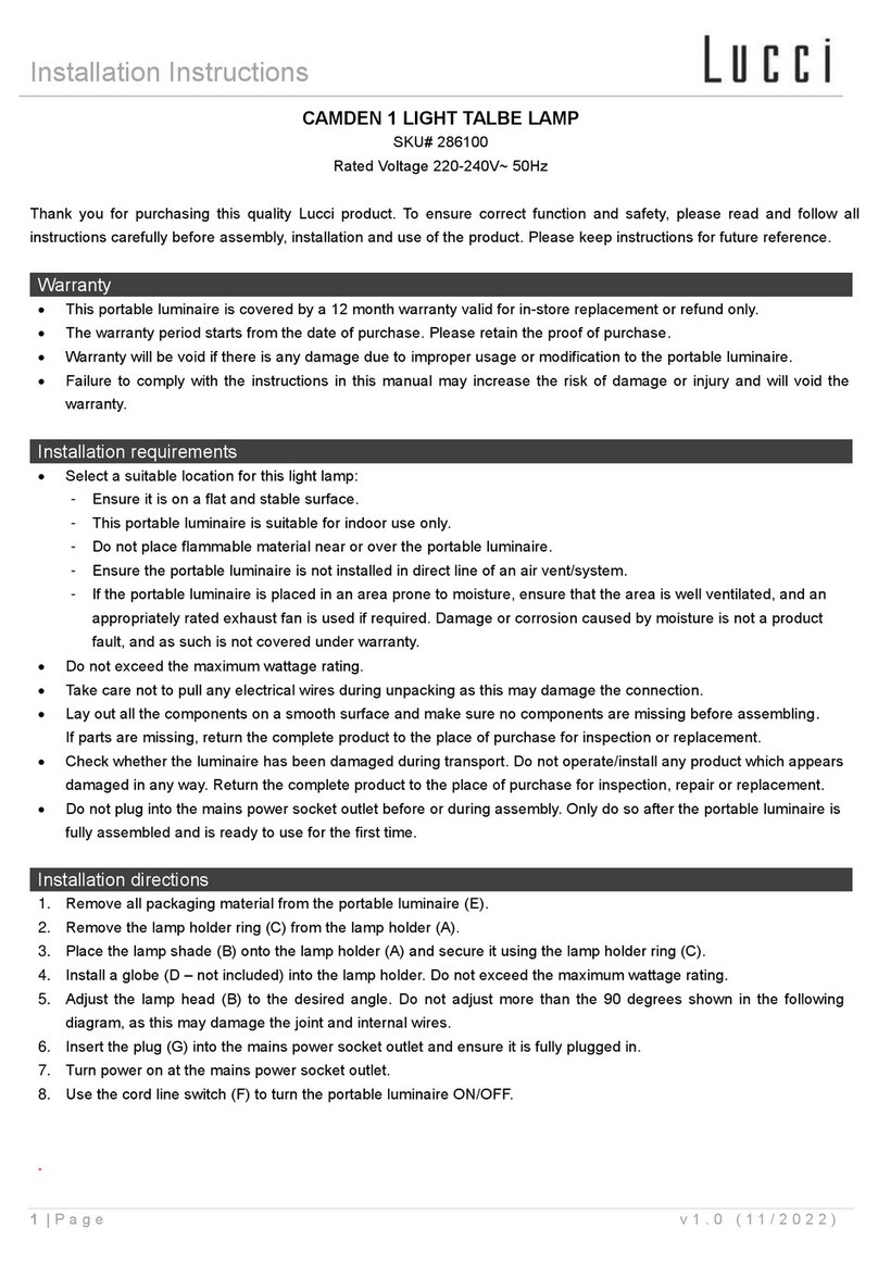 LUCCI CAMDEN User manual