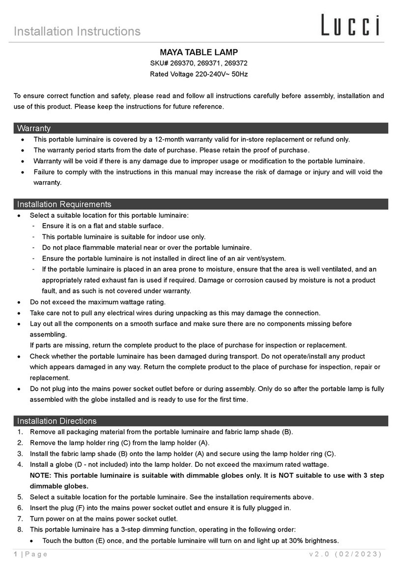 LUCCI MAYA installation instructions