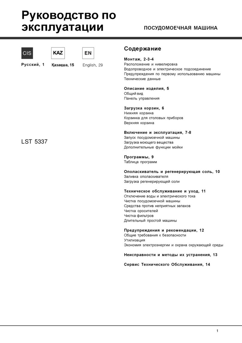 Hotpoint Ariston LST 5337 operating instructions