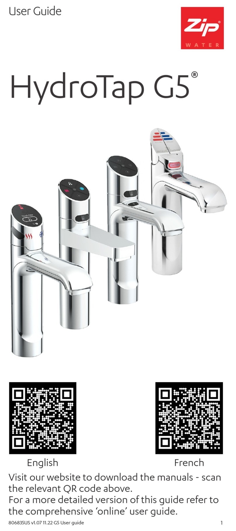 Zip HydroTap G5 Touch-Free Wave User manual Zip HydroTap G5 Touch-Free Wave User manual