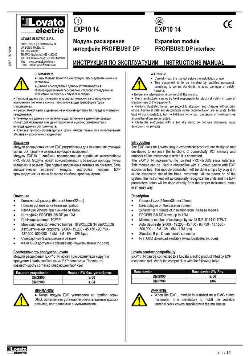 LOVATO ELECTRIC EXP10 14 User manual
