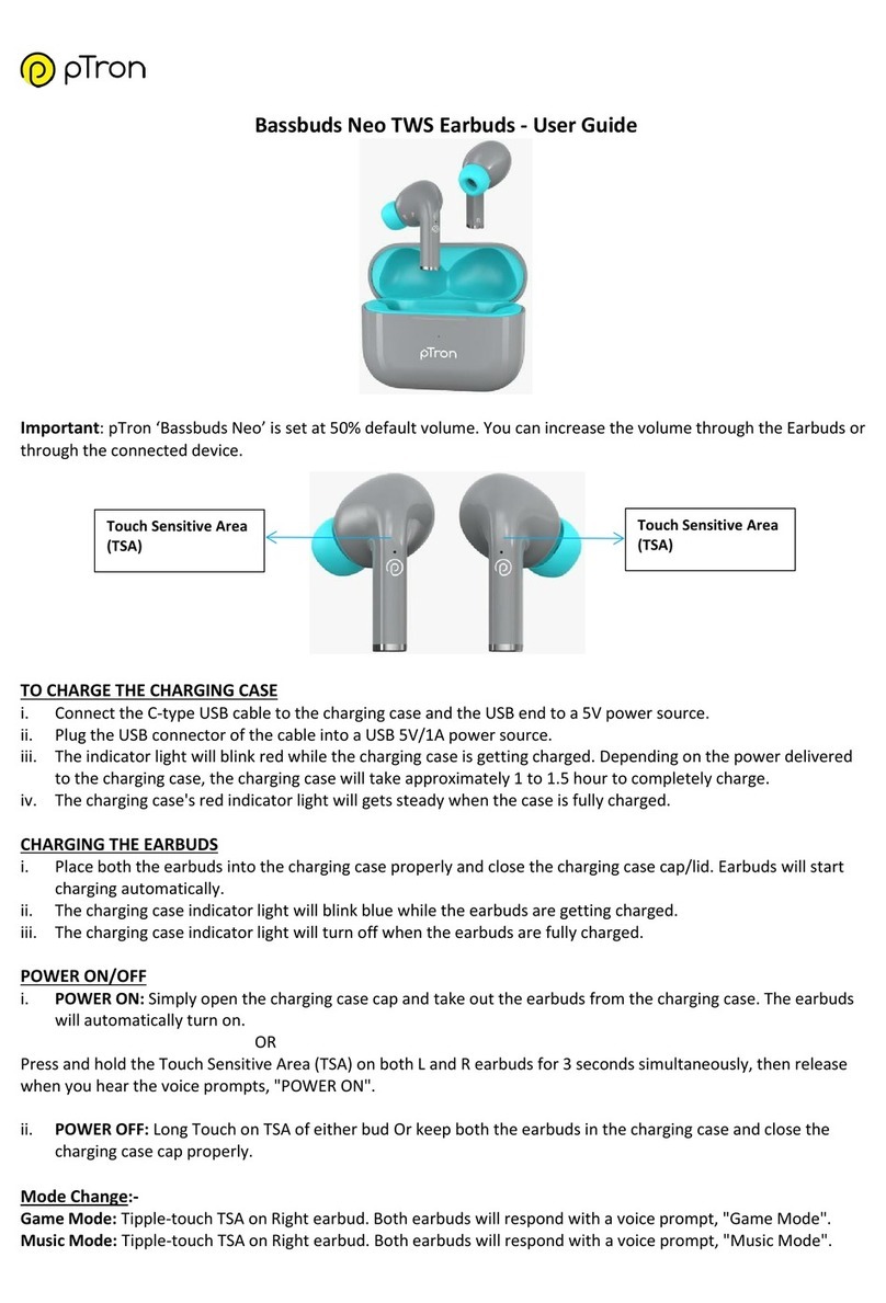 pTron Bassbuds Neo TWS User manual