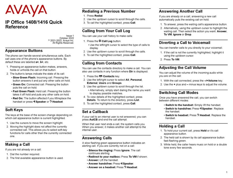 Avaya 1408 User manual