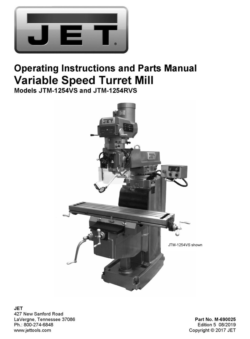Jet JTM-1254RVS operating instructions