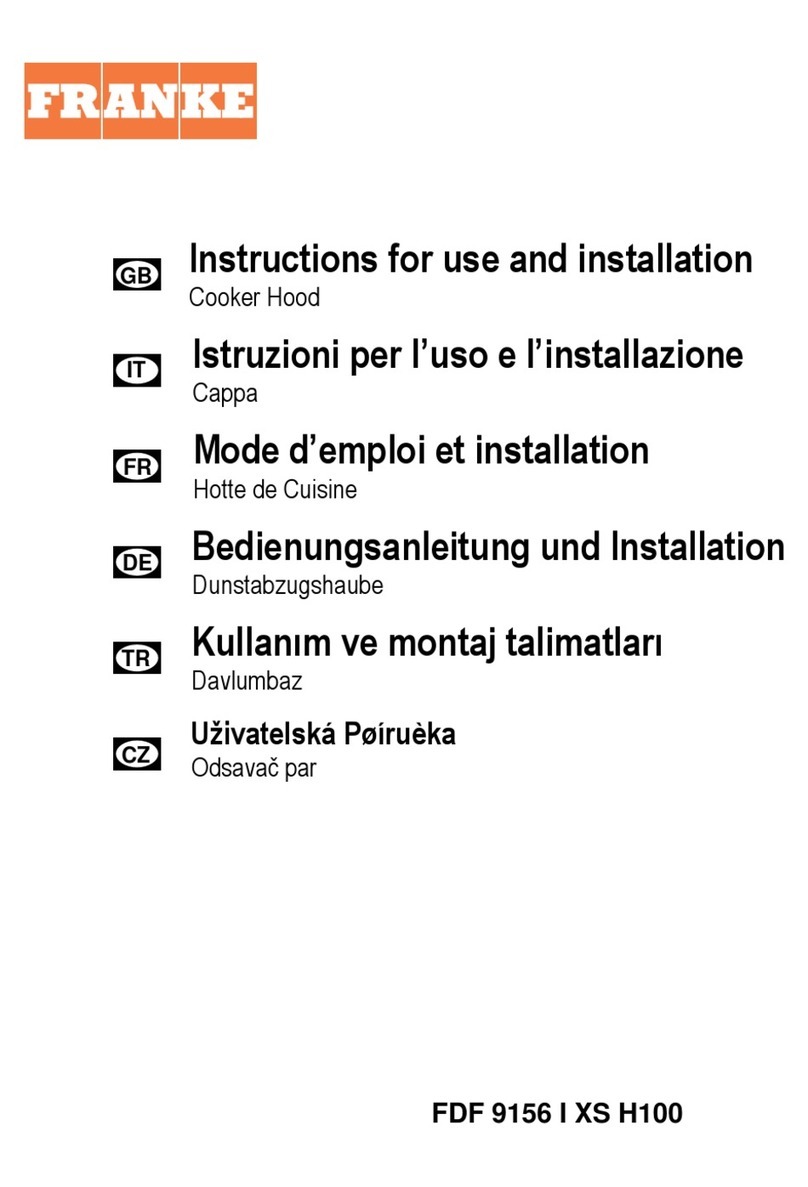 Franke FDF 9156 I XS H100 Instructions for use and installation Franke FDF 9156 I XS H100 Instructions for use and installation
