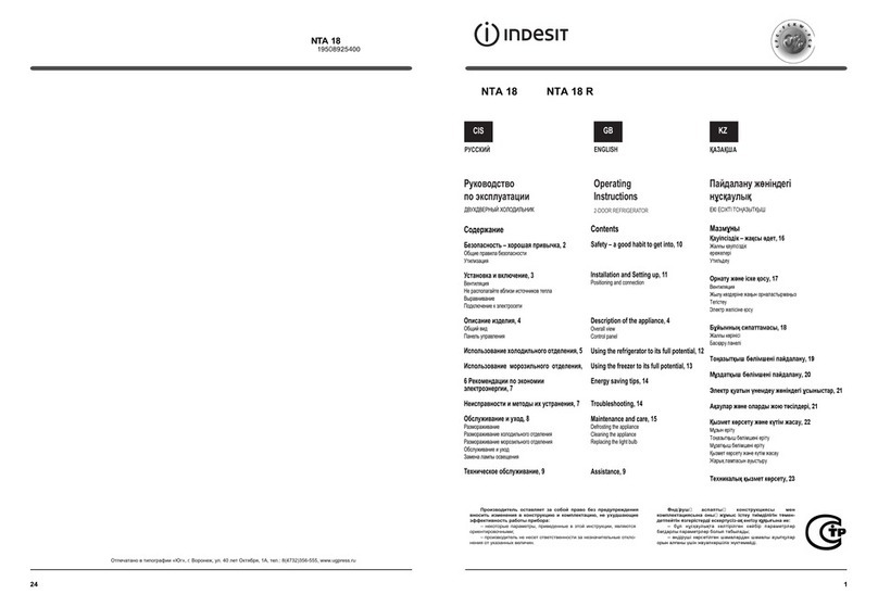 Indesit NTA 18 operating instructions