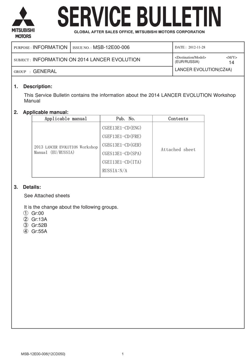 Mitsubishi MOTORS LANCER EVOLUTION 2014 Service bulletin Mitsubishi MOTORS LANCER EVOLUTION 2014 Service bulletin