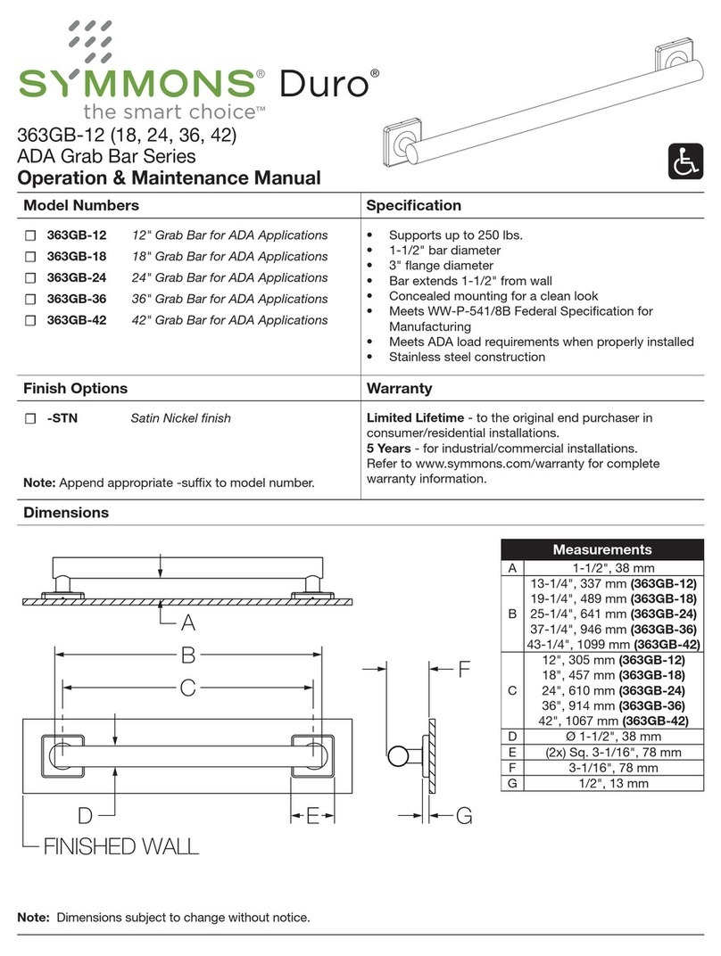 Symmons Duro 363GB-42 Operation & maintenance manual