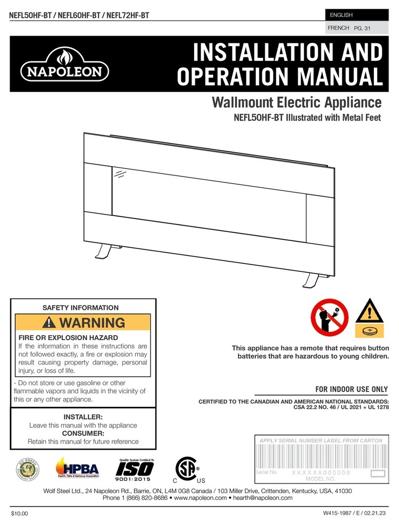 Napoleon NEFL50HF-BT Installation and operation manual