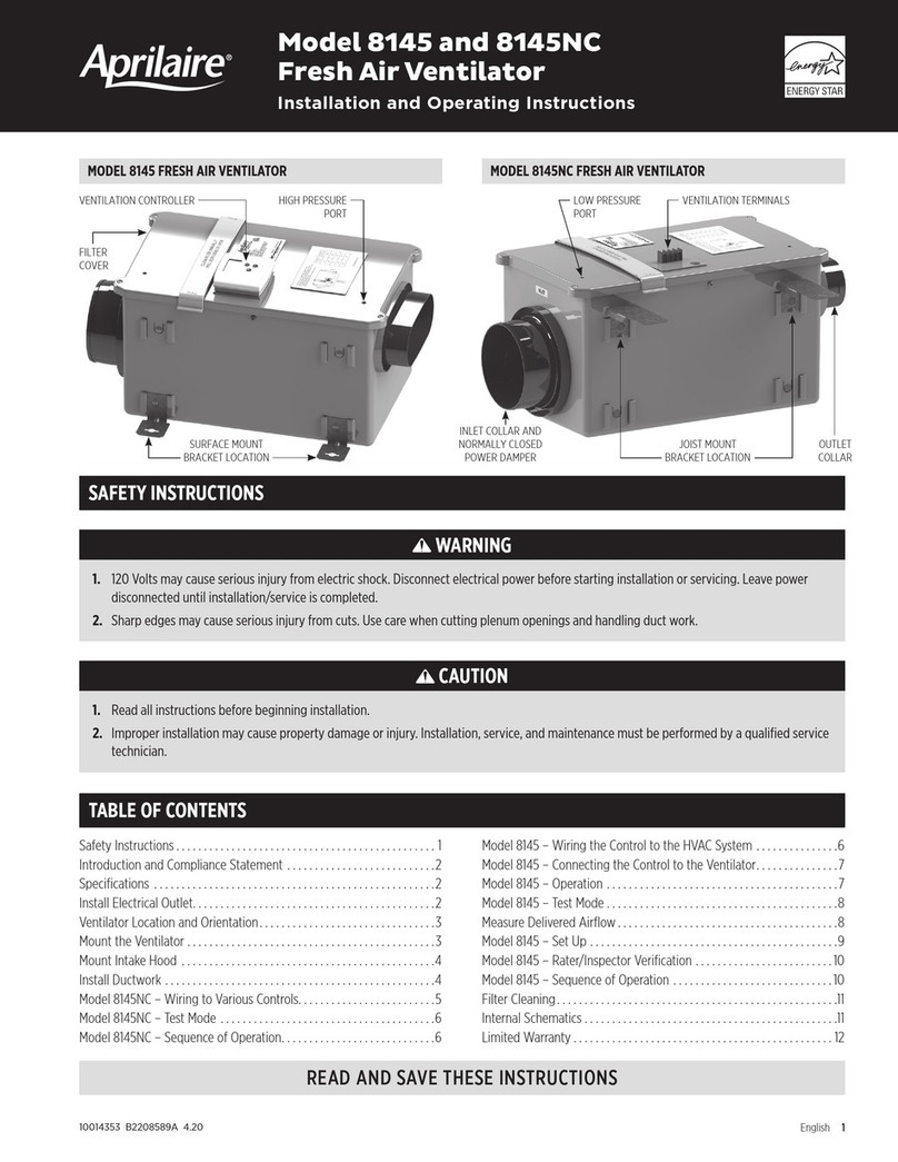 Aprilaire 8145NC Installation and operating instructions Aprilaire 8145NC Installation and operating instructions