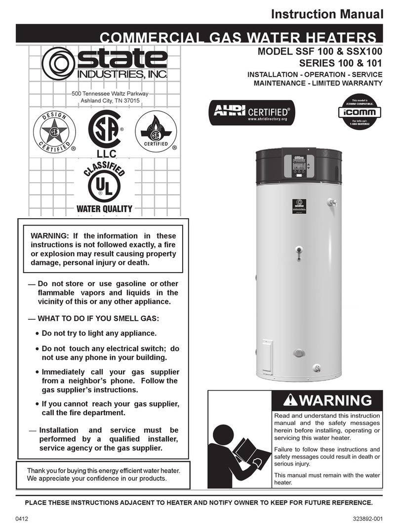 State Water Heaters SSF 100 instruction manual